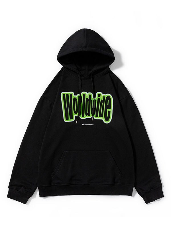 EMMIOL Sudadera con capucha estampada Worldwide para hombre