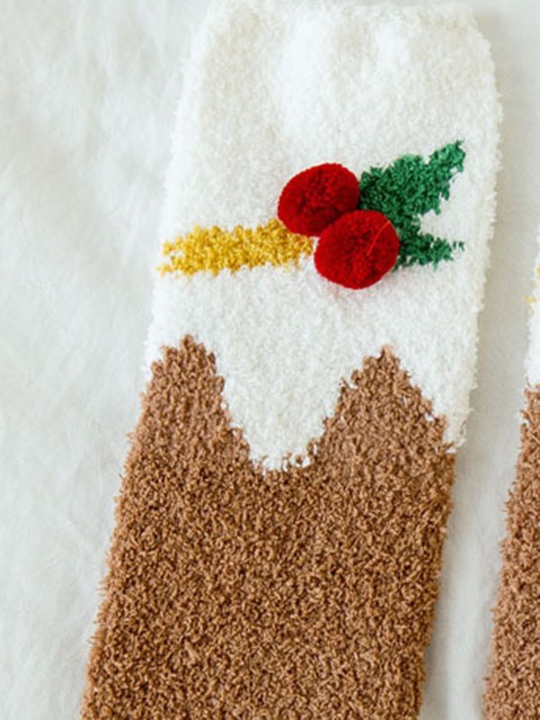 EMMIOL Calcetines de lana de coral con campana navideña