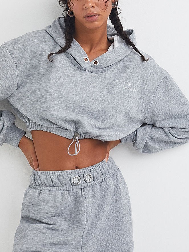 EMMIOL Cropped Drawstring Hoodie