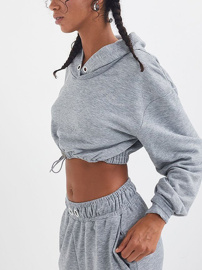 EMMIOL Cropped Drawstring Hoodie