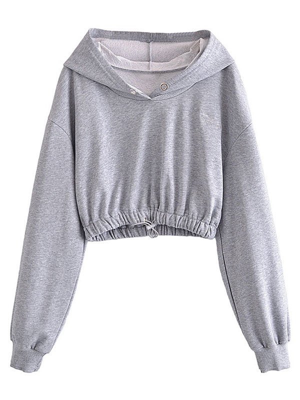EMMIOL Cropped Drawstring Hoodie
