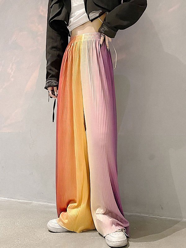2022 Pantaloni larghi a pieghe bicolore Come l'immagine M In Pantaloni  Online Store. Best For Sale | Emmiol.com