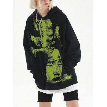 Emmiol Free shipping 2023 EMMIOL Abstract Face Print Oversized Hoodie Black  M in Hoodies u0026 Sweatshirts online store. | EMMIOL