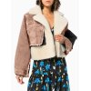 EMMIOL Denim Patchwork Faux Fur Coat