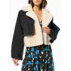 EMMIOL Denim Patchwork Faux Fur Coat