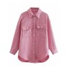 EMMIOL Faux Pearl Tweed Shirt Jacket