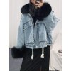 EMMIOL Cappotto di jeans oversize in finto shearling