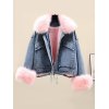 EMMIOL Cappotto di jeans oversize in finto shearling