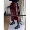 EMMIOL Split Pu Leather Midi Skirt