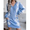 EMMIOL Vestido tipo jersey de manga larga con cuello en V y manga larga