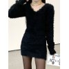 EMMIOL Fuzzy Long Sleeve Sweater Dress
