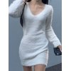 EMMIOL Fuzzy Long Sleeve Sweater Dress