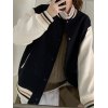 EMMIOL Striped Patchwork Varsity Jacket