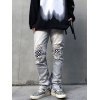 EMMIOL Jeans strappati con toppe a quadretti da uomo