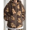 EMMIOL Abrigo polar con capucha de oso de peluche para hombre