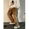 EMMIOL Pantalones divididos de terciopelo con detalle de diamantes de imitación para hombre