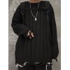 EMMIOL Men's Distressed Cable Knit Crew Sweater