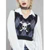 EMMIOL Argyle Skull Crop Sweater Vest