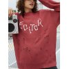 EMMIOL Oversized-Pullover mit Totenkopf-Herz in Distressed-Optik