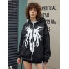 EMMIOL Übergroßer Hoodie mit Reißverschluss im Gothic-Print