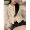 EMMIOL Long Sleeve Rose Crop Blouse