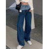 EMMIOL Double Waist Design Boyfriend Jeans