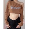 EMMIOL Sudadera corta estampada con hombros descubiertos