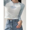EMMIOL Angel Print Raglan Sleeve Crop Top