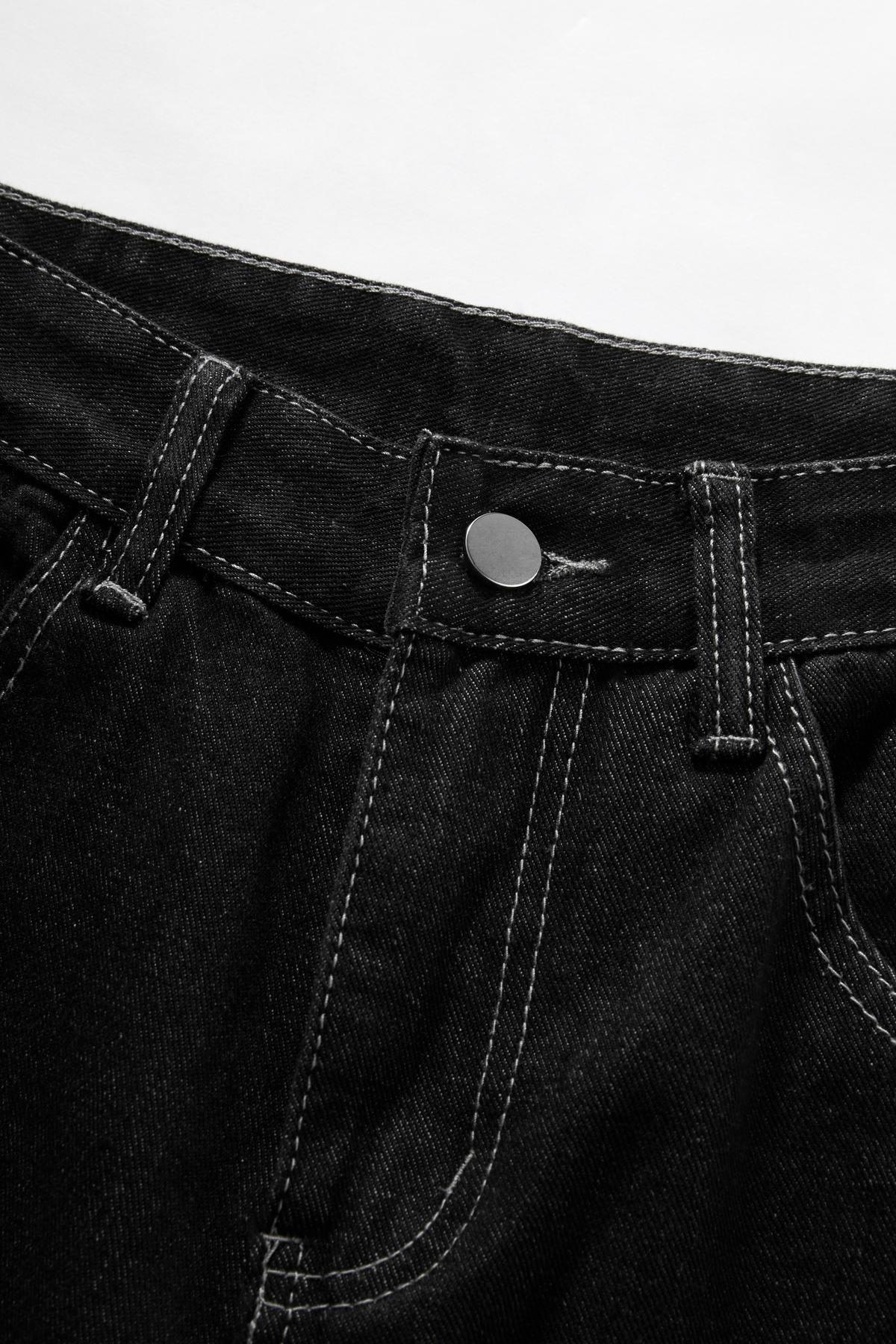 2022 Embroidery Pocket Cargo Jeans Black M In Cargo Jeans Online Store
