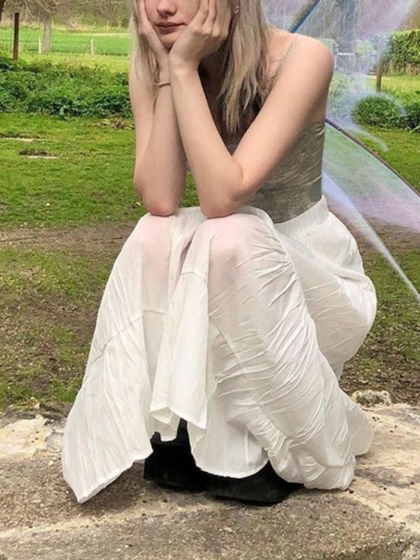 EMMIOL Falda midi vintage sólida con gradas