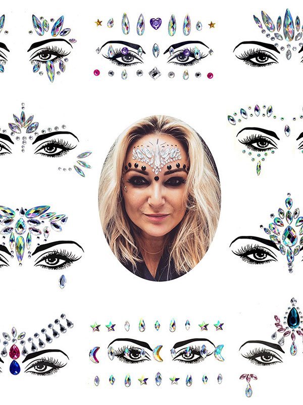 EMMIOL 1sheet Glitter Rhinestone Eye Tattoo Sticker