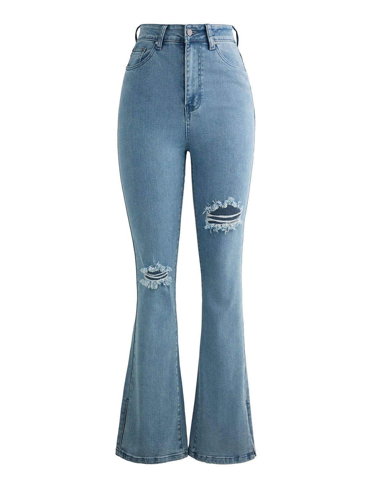 EMMIOL Split Flare Leg Ripped Jeans