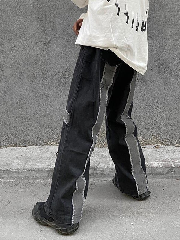 EMMIOL Washed Patchwork Boyfriend Jeans