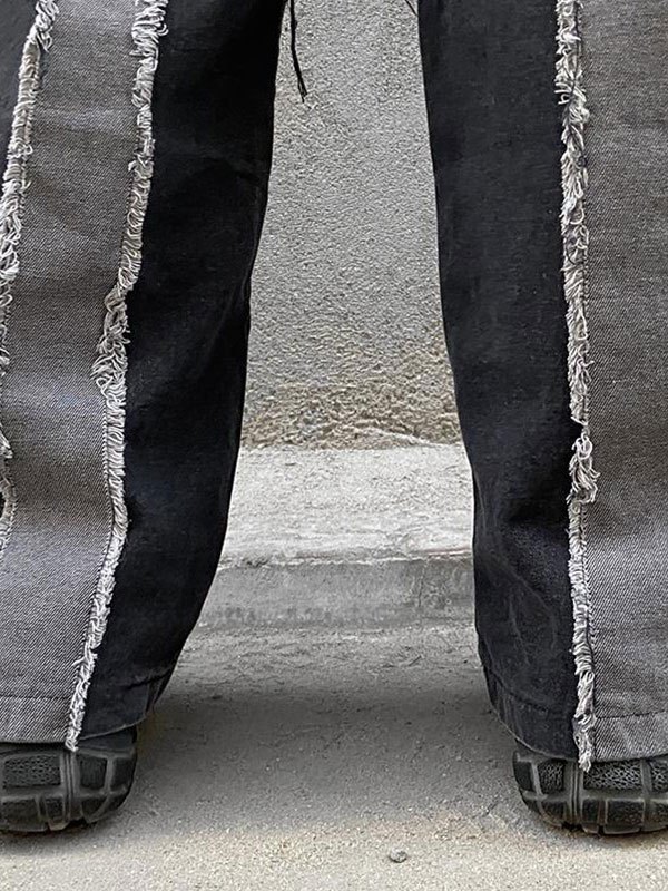 EMMIOL Washed Patchwork Boyfriend Jeans