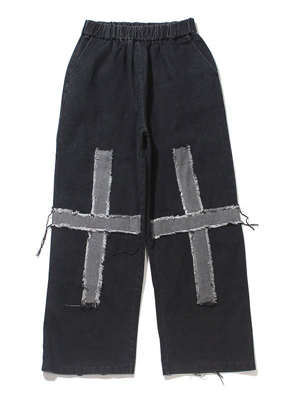 EMMIOL Washed Patchwork Boyfriend Jeans