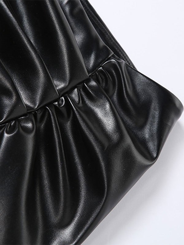 EMMIOL Midirock aus Pu-Leder mit Schlitz mit niedriger Taille