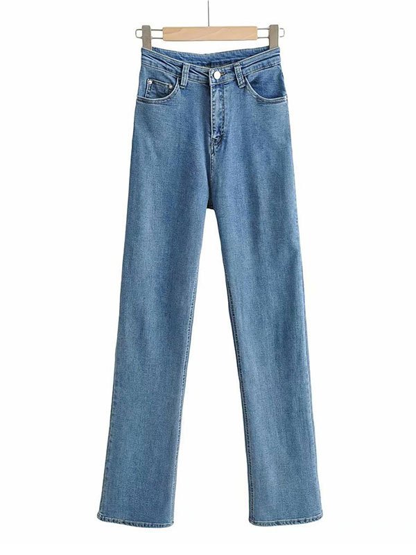 EMMIOL Jeans acampanados de cintura alta lavados