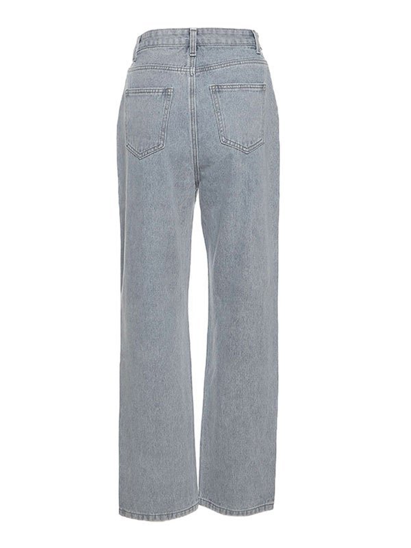 Emmiol Free shipping 2023 Embroidery Sunflower Ripped Jeans Blue S in