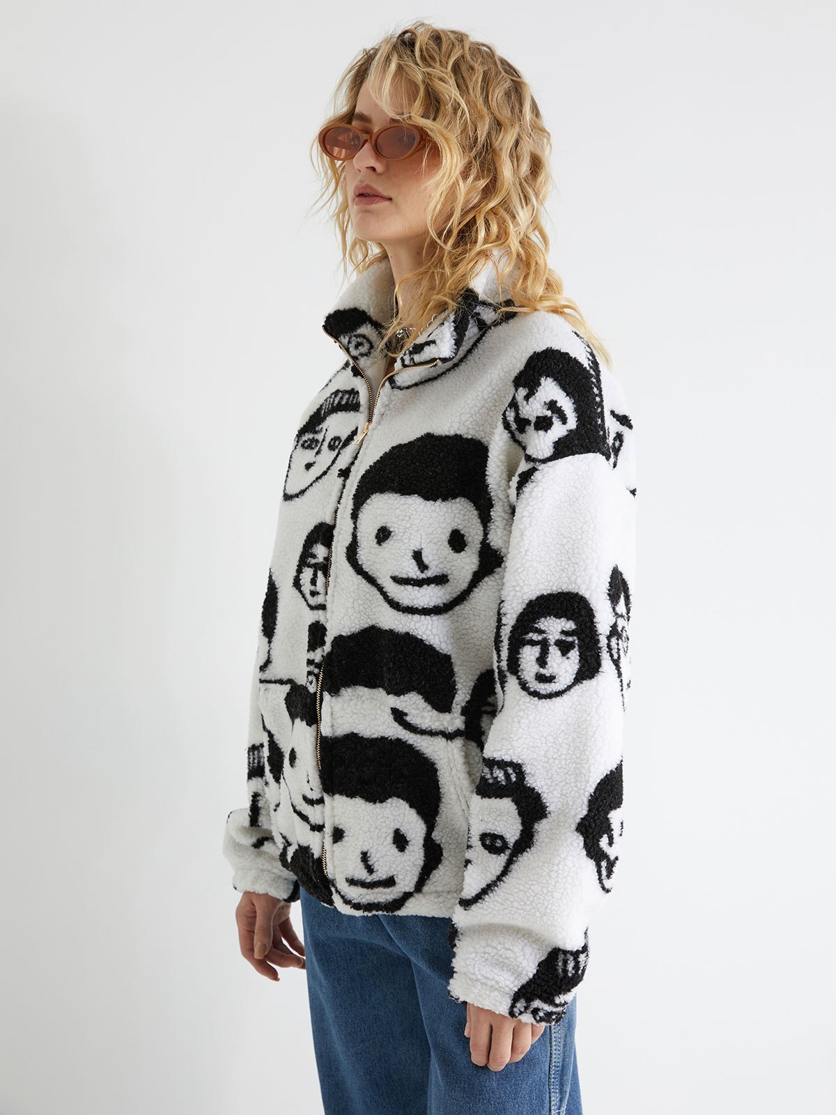 EMMIOL Cappotto oversize in sherpa con cappuccio Cartoon