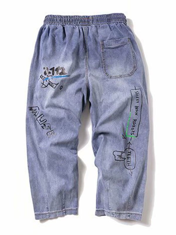 EMMIOL Skate-Jeans mit Graffiti-Print für Herren