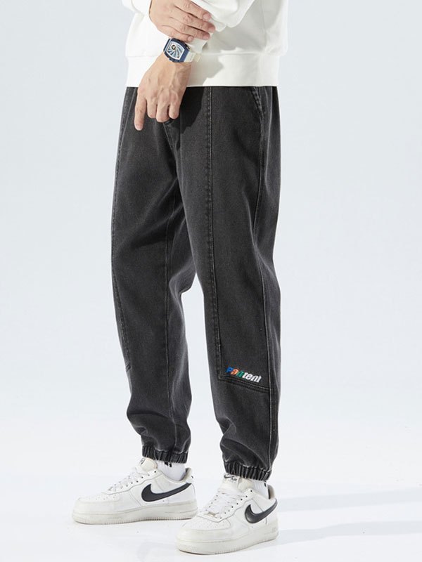 EMMIOL Jeans jogger con detalle de costuras para hombre