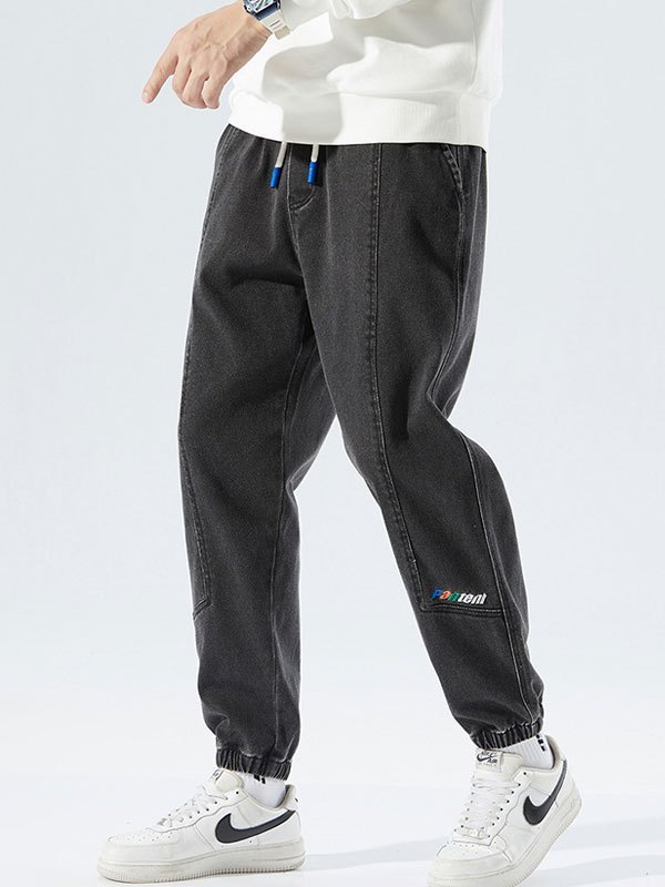 EMMIOL Jeans jogger con detalle de costuras para hombre