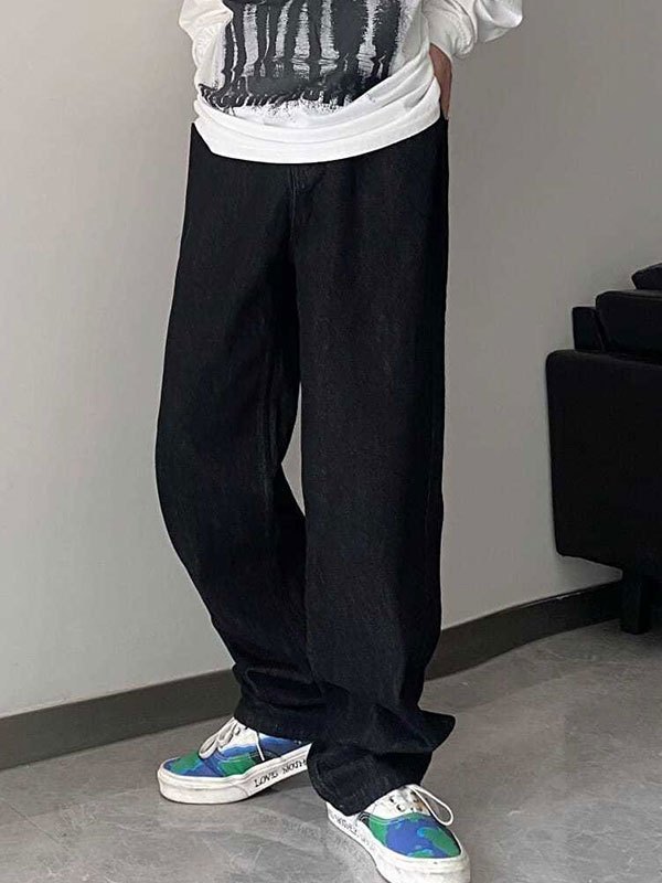 EMMIOL Vaqueros lavados con estampado de calaveras a mano para hombre