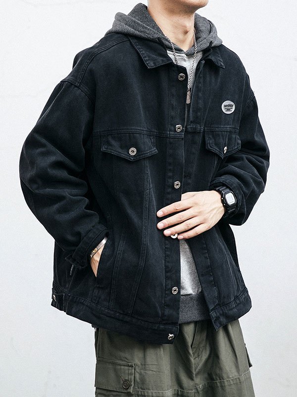 EMMIOL Chaqueta de mezclilla lavada vintage para hombre