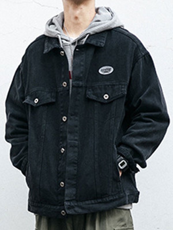 EMMIOL Chaqueta de mezclilla lavada vintage para hombre