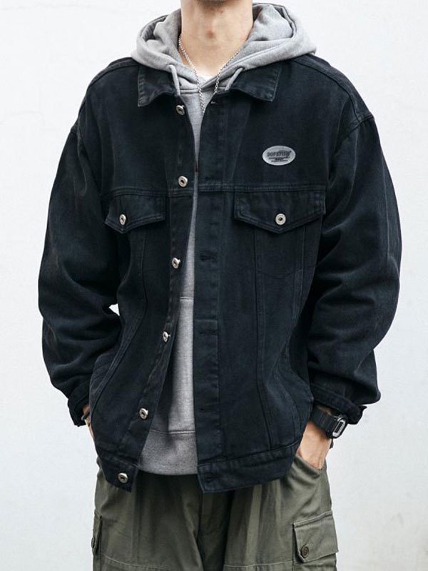 EMMIOL Chaqueta de mezclilla lavada vintage para hombre