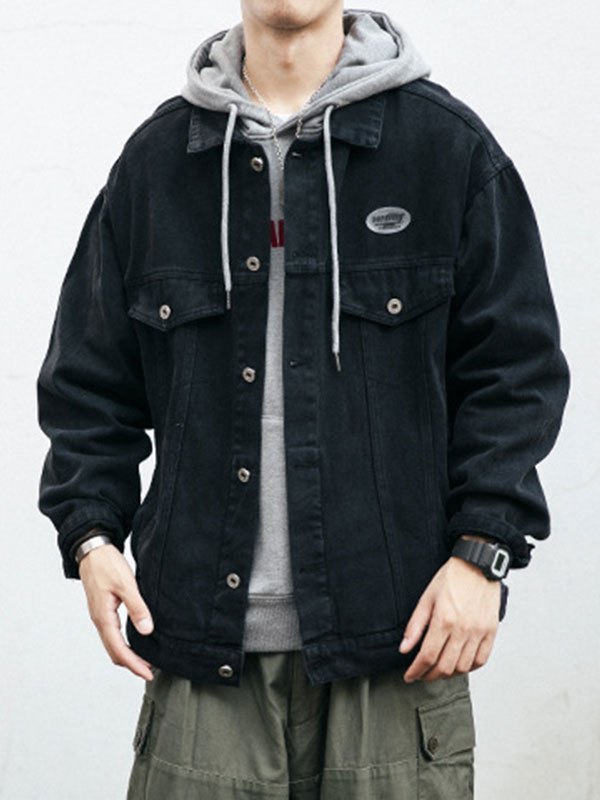 EMMIOL Chaqueta de mezclilla lavada vintage para hombre