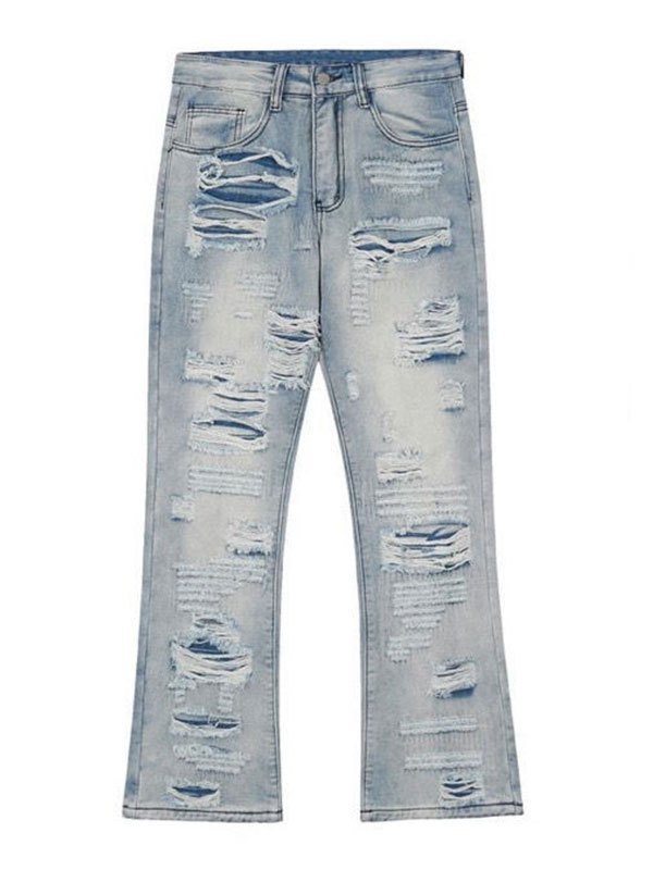 EMMIOL Men's Washed Distressed Flare Jeans