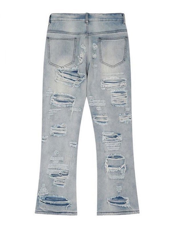 EMMIOL Men's Washed Distressed Flare Jeans