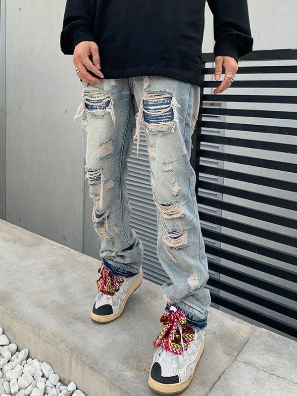 EMMIOL Jeans im Used-Look mit ausgestelltem Bein für Herren